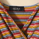Akira Vibrant Striped Multicolor Belted Maxi Dress Photo 1