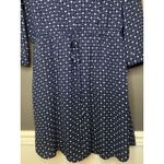 DR2 Dress Womens Medium Blue Polka Dot 3/4 Sleeve Henley Shirt Dress Short Photo 2