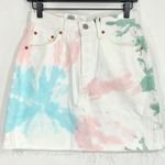 Levi's New  Pastel Tie Dye Denim Raw Hem Jean Skirt White Multicolor Photo 4