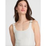 Madewell Denim Scoopneck Midi Dress Pure White Wash A Line Minimalist Medium NWT Photo 4