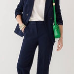 J.Crew Navy Blue Kate Straight Leg Pants Bi-Stretch Cotton Blend BF401 Size 4 Photo 0