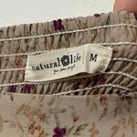Natural Life  Flowy Floral Wide Leg Pants Size Medium Beige Purple Crop Comfy Photo 1