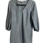 J.Crew  Long Sleeve Denim V-Neck Dress with Tie Size Small. Knee Length Photo 1