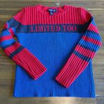 Limited Too Vintage Y2K 90’s  Logo Sweater Stripe Knit Ribbed Academia Red Blue S Photo 0
