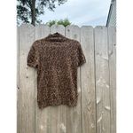 American Living Women's  Animal Print Sweater Top Short Sleeve Medium Cotton Fall Photo 5