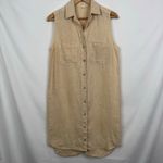 Cloth & Stone Sleeveless Button Front Shirt Dress Tan Linen Blend Size S Photo 2