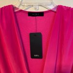 21 Saints Plunging V Neck Sleeveless Elastic Stretchy Bodysuit Hot Pink Large Photo 3