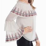 White House | Black Market Embroidered Ruffle Tiered Bell Sleeve Blouse Top XS Photo 0