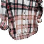 Women’s Hand bleached plaid farmhouse festival fall flannel shirt White Photo 2