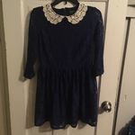 Top shop US 6 navy lace dress with lace collar Photo 2