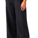 Athleta  Cabo Pull-On Linen Wide Leg Pants black sz 8 petite Photo 0