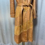 Vintage 70s Skin Gear Napa Ante Leather Trench Coat S Patchwork Tan Brown Photo 6