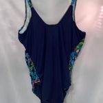 TRIMSHAPER ONE PIECE SWIMSUIT WO PLUS SIZE 30 VIVID PRINT SIDE RUSHING EUC CLEAN Black Photo 7