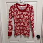 Hanna Andersson Organic Long Johns Pajamas Scandi Snowflake Print Size XS Red Photo 1