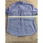 Chico's  No Iron 100% Linen Blue Geometric Print 3/4 Sleeve Button Down Shirt M Photo 2