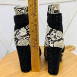 Cape Robbin  Snake Skin Rhinestone Detail Heeled Ankle Boots Ivory Black 7.5 Photo 13