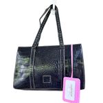 Liz Claiborne Authentic Vintage  Purse Hand Bag black embossed  faux     leather Photo 2
