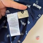 Madewell  Sz M Jacquard Navy Puff Short Sleeve Cropped Top Blouse V Neck Pullover Photo 7