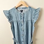 J.Crew  | NWT Ruffle-sleeve Denim Mini Dress Cap Button Front Belt | Size 8 Photo 2