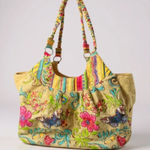 Colorful Embroidered Tote Bag Kate McRostie Garden Tote Pool Beach Shopping Yellow Photo 0