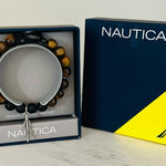 Nautica  Tiger Eye Beaded Feather Charm Bracelet, Uni‎ Sex, Brown/Black, NWT Photo 0