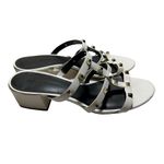 Rebecca Minkoff  White Leather Iron Studded Slide Heeled Sandal‎ - SZ 8.5 Photo 3