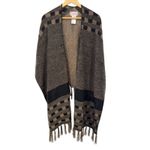 Free People Women's Geometric Pattern Fringe Poncho Cape Shawl Wrap Photo 2