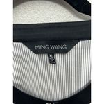 Ming Wang  Women's Shirt Size XL Black White  Stripe Ruched Sleeve Office Career Photo 4