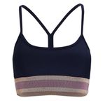 Nylora Astell Striped Cropped Sporty Tank Top Sports Bra Women's Medium Blue Photo 3