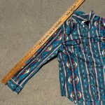 Cotton Rye Outfitters Teal Aztec Southwestern Pearl Snap Shirt Lightweight LARGE Blue Photo 7