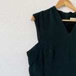 MM.LaFleur Dark Green V-Neck Aditi Sheath Career Sleeveless Dress Photo 2