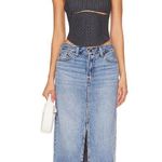 Levi's NWT Levi’s Premium Womens Denim Midi Skirt Sz 27 Light Wash Slit Front Photo 1