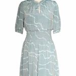 Nine West Blouson Mini Dress Sage Green Swirl Smocked Waist Women’s Size Medium Photo 10