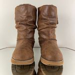 Skechers Y2K 90’s Chestnut Brown Shimmer Chunky Leatheresque Keepsakes Boots Photo 9