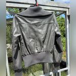 Ci Sono By Cavalini Faux Leather Gray Jacket Sz Medium Top Gun Bomber Style Zip Photo 5