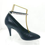 Gucci  Black Leather Crystal Embellished Ankle Strap Pointed Toe Pump Heel EU36.5 Photo 0