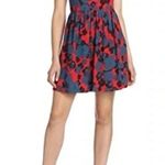 Kensie Red & Blue Floral Lined Sleeveless Lace Insert Fit & Flare Dress Size XS Photo 4