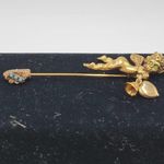 Vintage Coat Pins Lot of 3 Angel Cherub Cupid and FloralGold Tone Rhinestones Photo 0