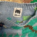 MABEL’S Colorful Sweater Crew Neck Pastel Animals Scenic Novelty Top VINTAGE 80s Blue Size L Photo 5