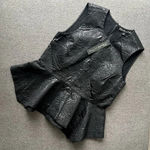 Elizabeth and James Brocade Yumi Peplum Black Tank Top Small NWT Photo 2