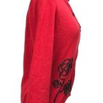 Hanna Andersson Red Cardigan Button Front Black Removable Collar Womens Small Photo 4