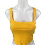 Urban Outfitters  Yellow Mustard Sleeveless Ribbed Knit Square Tank Crop Top L Photo 0
