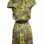 #43 Allen B. By Allen Schwartz yellow print ruffle trim dress with belt. Size 2 Photo 0