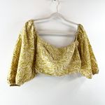 Girl and the Sun Imia Puff Short Sleeve Crop Top Green Medium Photo 5