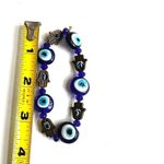 Glass evil eye hamsa stretchy bracelet Blue Photo 5