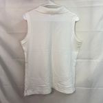 Talbots Vintage  women's white sleeveless collared v-neck casual shirt cotton L Photo 4