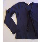 Trousers ETC New York Nylon/Rayon black knit top with beaded rope small Photo 2