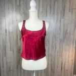 Victoria's Secret  Vintage Satin Floral Tank Top Red XS Square Neck Wide Strap Photo 1