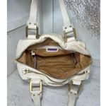 Jimmy Choo Python Suede/Leather Mahdi cream Double Top Handle Satchel Handbag Photo 6