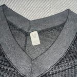 Free People Thermal Gray Long Sleeve V Neck Waffle Knit Oversized Top Sz Sm Photo 2